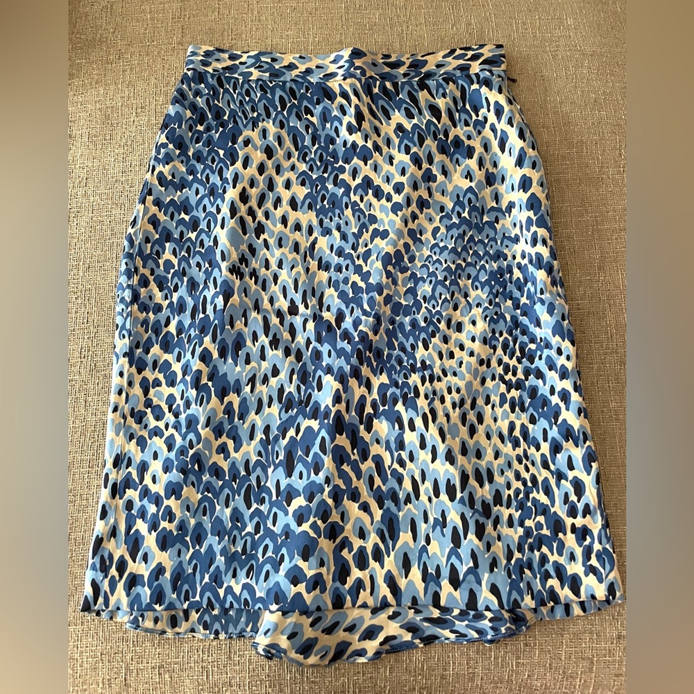 Tibi blue print silk skirt size 8